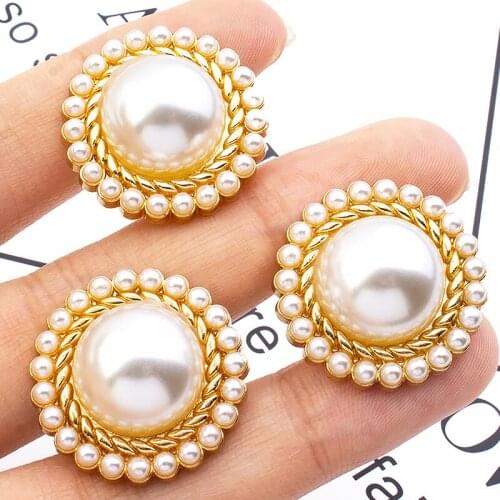 5PCS Metal Buttons Pearl Buttons Cashmere Overcoat Trench Coat Business Suit Tailored Suit Female Gold High-End Tops Accessories