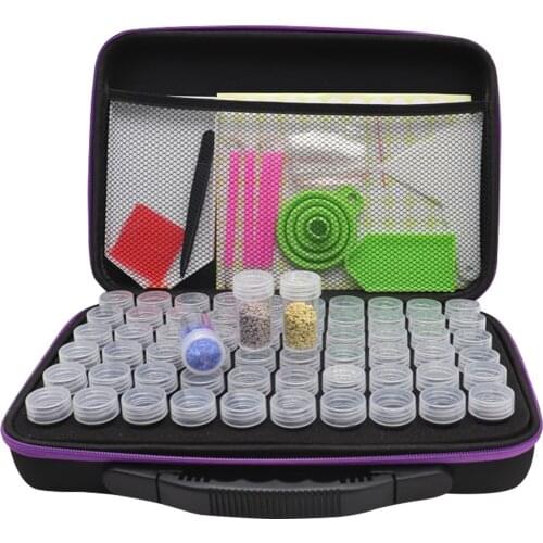 60 Bottles 5D Diamond Painting Accessories Tools Storage Box Diamond Painting Tools Carry Case Bead Container Hand Bag