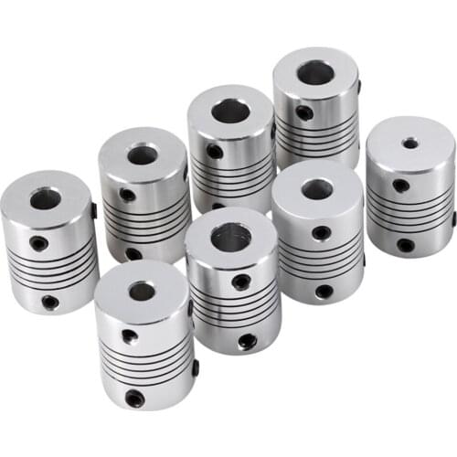 8 Pcs/Lot Flexible Shaft Coupling Rigid CNC Stepper Motor Coupler Connector Shaft Coupler Silver Wholesale
