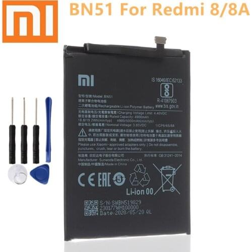 Original Xiaomi High Quality Phone Battery for Redmi 8 Redmi 8A BN51 5000mAh With Free Tools