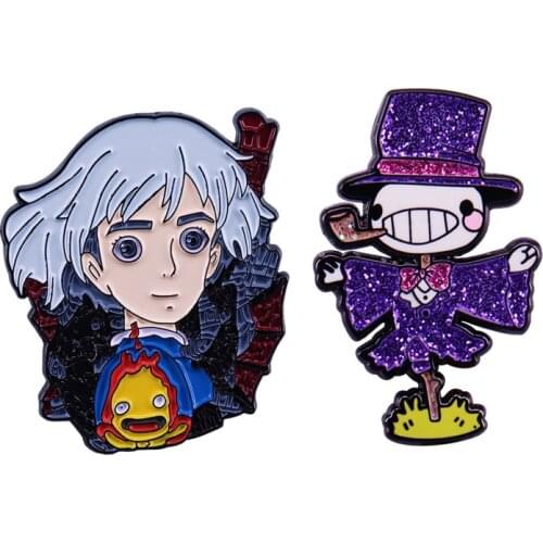 Anime Movie Howls Moving Castles Metal Enamel Pin Kakashi no Kabu Sophie Cassifah Anime Badges Bag Denim Jackets Accessories
