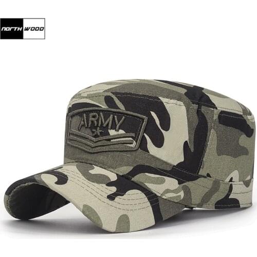 [NORTHWOOD] Outdoor Flat Top Military Cap Camouflage Baseball Cap For Men Cotton Army Hat Snapback Tactical Caps Adjustable Size