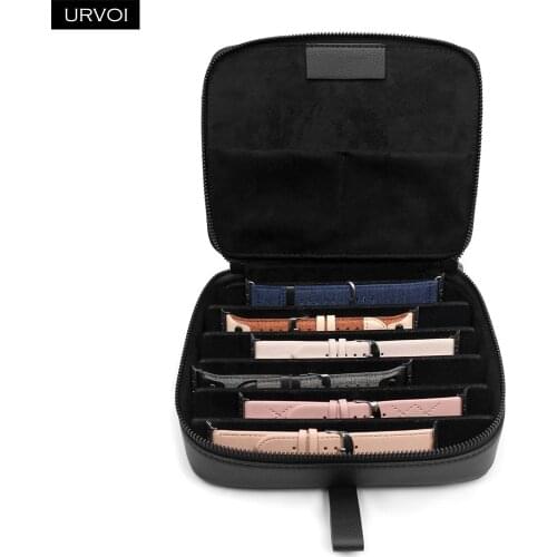 URVOI Watch Band Portfolio for Apple Watch band genuine leather box strap storage bag displays durable Fabric collection