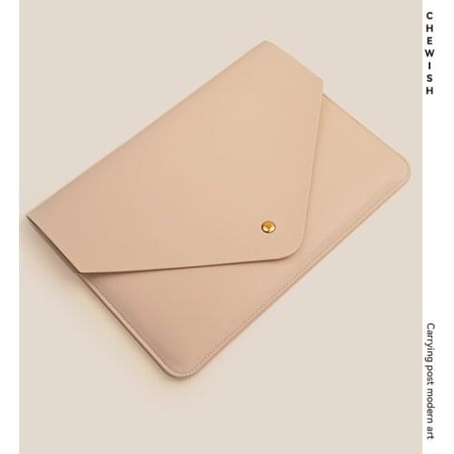Chewish NoteBook Sleeve White Color Laptop Bag for Macbook Pro 13"15"16" 2021 Air 13Inch Computer Case PU Leather