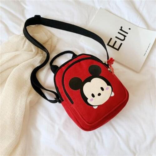 Disney Printed Childrens Mickey Bag New Canvas Shoulder Bag Korean Cute Girls Messenger Bag Princess Accessories Coin Purse
