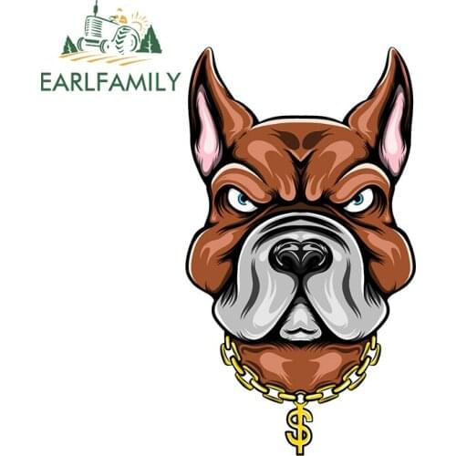 EARLFAMILY 13cm x 7.5cm for Big Head Pit Bull with Big Ears Car Truck Decal Bumper Window Anime Personality Creative Stickers