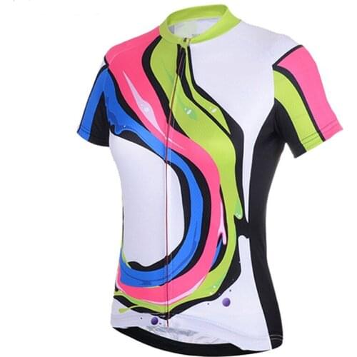 2021 Womens Colorful Summer TOP Bike Cycling Jersey Shirt Wear Short Sleeve Bicycle Jerseys Sport Mtb Outdoor Clothes 2XS-5XL