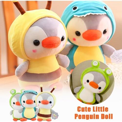 Cute Penguin Plush Toy Animal Penguin Cosplay Unicorn Bee Frog Dinosaur Stuffed Doll Small Pendant Keychain Gift for Friend