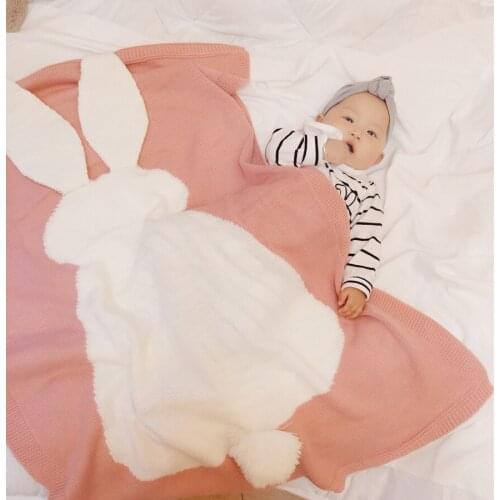 Cartoon Animation Hot-Selling Rabbit Ears Three-Dimensional Blanket Infant Childrens Knitted Blanket Woolen Quilt for New Born
