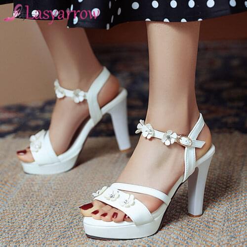 Lasyarrow 2021 New Summer Platform Sandals Women Ladies Shoes Thick Heels Sandals High Heels Fashion Sandals heels women shoes