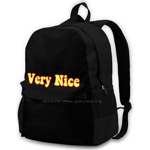 Very Nice Borat Bag Backpack For Men Women Girls Teenage Black Borat Quote Quotes Tv Movie Borat 2 Very Nice Sacha Baron Cohen