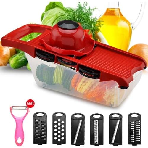 QueenTime Multifunctional Vegetable Cutter With Basket Potato Slicer Carrot Grater Shredders Fruit Peeler Kitchen Accessories