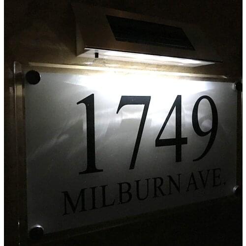 Personalised !Large Solar Light Crystal Effect House Signs Plaques Door Numbers 1-9999 Street Name Plate LED