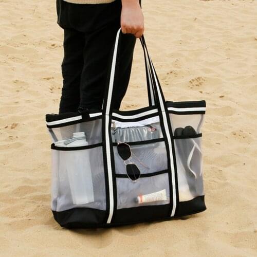 Beach Bag Women Swimming Bag Multi-Pockets Beach Toy Bag Travel Bag Tote Storage Pouch Handbag