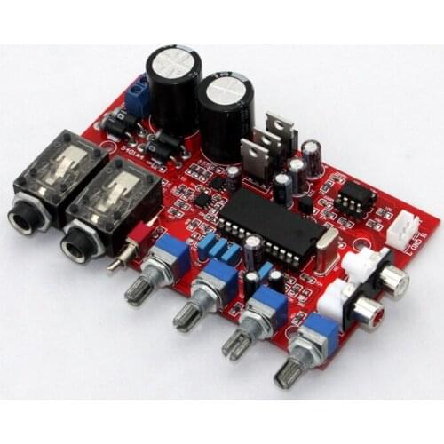 YJ0026 NE5532 + M65831AP KaraoKe Preamp reverberation amplifier board dual Microphone volume adjustment