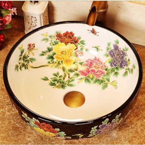 Cloakroom Hand Painted Vessel Sink bathroom sinks hand washing sink ceramic wash basin
