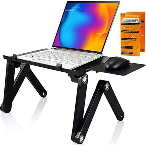 Foldable Adjustable Laptop/Notebook Aluminum Table/Bracket With Large Cooling Fan and Mouse Pad Side For Tablet Notebook MacBook
