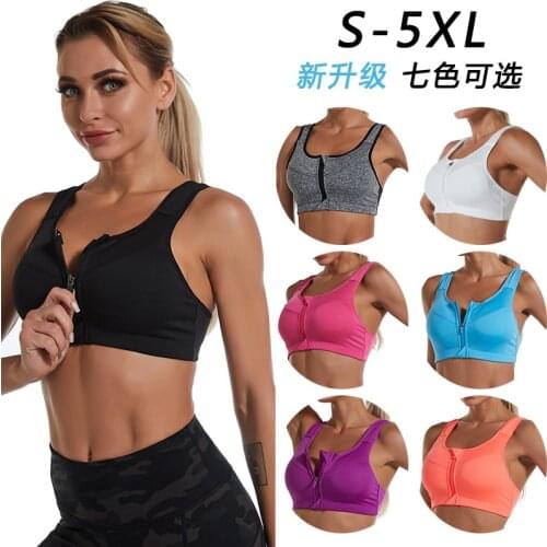 Sports Bras Hot Women Zipper Push Up Vest Underwear Shockproof Breathable Gym Fitness Athletic Running Yoga Bh Sport Tops