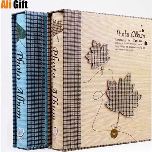 Stereo Leaf Cloth Cover Insert Photo Albums 6 Inches 200 Pockets Growing Family Album Plastic Box Large Capacity Photo Albums
