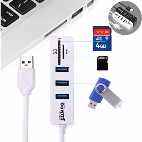 2 Colors USB 2.0 Hub 5 Ports Multifunctional SD/TF Card Reader High Speed 480Mbps Computer Camera USB Disk
