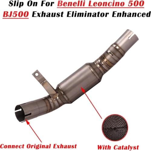 Slip On Motorcycle Exhaust Escape Titanium Alloy Middle Link Pipe Cat Delete Eliminator Enhanced For Benelli Leoncino 500 BJ500