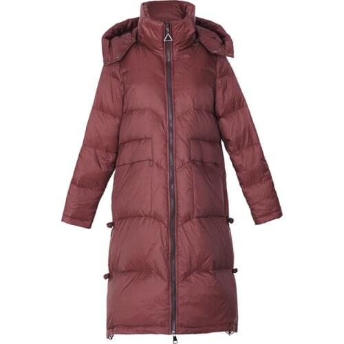 2019 winter padded women down duck coat long black hooded loose warm girl fashion newest all-match demountable hat female