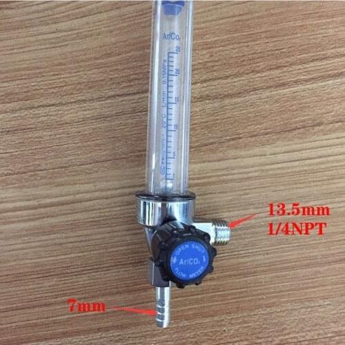 1/4PT Thread 7mm Barb Argon Ar CO2 Gas Flow Meter Ar Welding Regulator 0.35 MPA