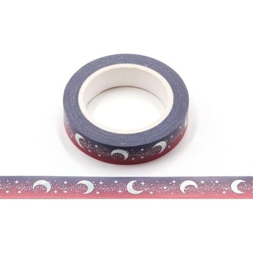 10pcs Decorative Purple Starry Sky Moon Stars Foil Washi Tapes DIY Scrapbooking Planner Japanese Masking Tape Kawaii Stationery