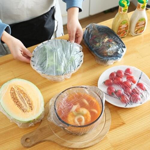 100pcs Cling Film Thick Food Grade Disposable Packaging Cling Film Kitchen Refrigerator Transparent Fruit Vegetable Elastic Bag