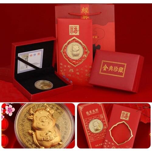 2021 Chinese New Year Commerative Coin Red Envelopes Gift Set Year of The Ox Hongbao for Spring Festival