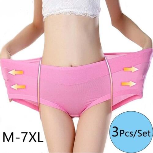 3Pcs Plus Size Underwear Womens Panties Cotton Soft Briefs Girls Sexy Lingeries Shorts Breathable Underpants Panties For Women