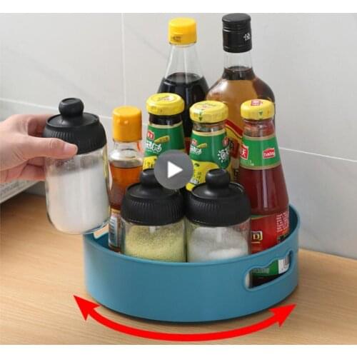 360 Rotating Storage Box Tray Kitchen Containers For Spice Jar Food Seasoning Box Bathroom Tray Home Organizer Snack Dried Plate