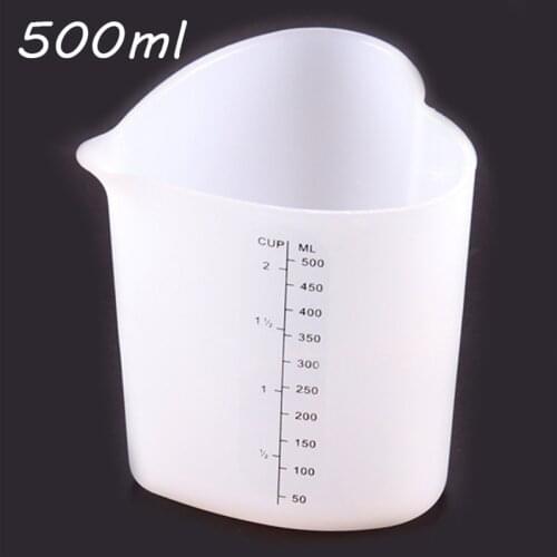 500ML Silicone Measuring Cups Heart Shape Thicken Soft Ovenproof Flexible Pinch Stir Pour Cup Cake Baking Tools Kitchen DIY