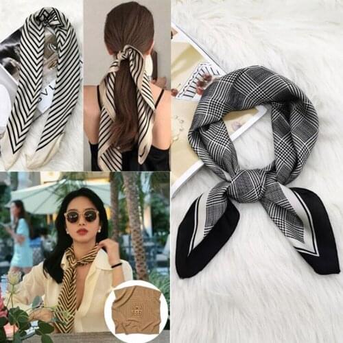 70*70cm Fashion Neckerchief Women Hair Scarf Small Shawl Wrap Headband Veil Lady Bandanna Muffler Square Female Girl Silk