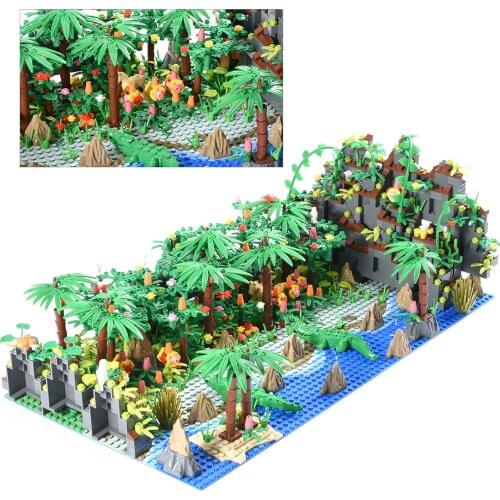 922Pcs Tropical Rainforest Style Tropical Island Scene Small Particle Building Blocks Kit Stem Toy Children Toys Birthday Gift