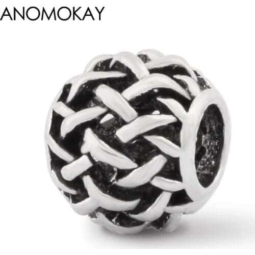 Anomokay Irregular Alloy Cross Weaving Charms fit Bracelet Bangle Hollow Out Round Ball Beads for Fashion DIY Jewelry 2 Pcs/Lot