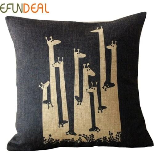 Black giraffe Pillow Case Vintage Linen Pillow Cushion Cover Throw decorative cushion covers 45cm*45cm
