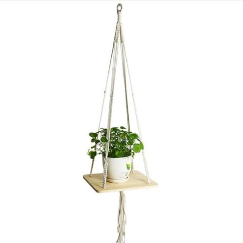 Succulent Flower Pot Tray Hanging Basket Flowerpot Plant Holder Gardening Cotton Wooden Load Bearing 15kg Simple Bracket