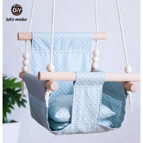 Lets Make Baby Swings Canvas Hanging Chair 13-24 Months Hanging Toys Hammock Safety Baby Bouncer Indoor Wooden Swing Rocker