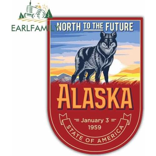 EARLFAMILY 13cm x 9cm for Alaska USA State North To The Future Anime Car Stickers Vinyl JDM RV VAN 3D DIY Fine Decal Graphics