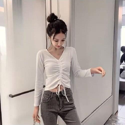 Long Sleeve Sexy Basic T Shirt Women Long Women Loose Tops Spring Tee Shirt Women Korean Style T-Shirt Cotton Casual Tshirt XXXL