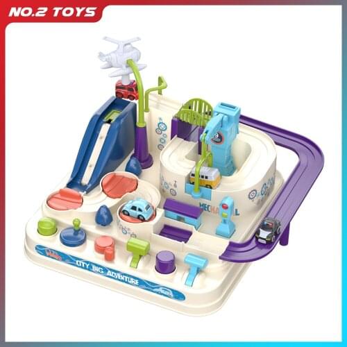 Racing Rail Car Train Track Toys for Children Montessori Boys Girls Gifts Racing Cars Mechanical Adventure Brain Table Game