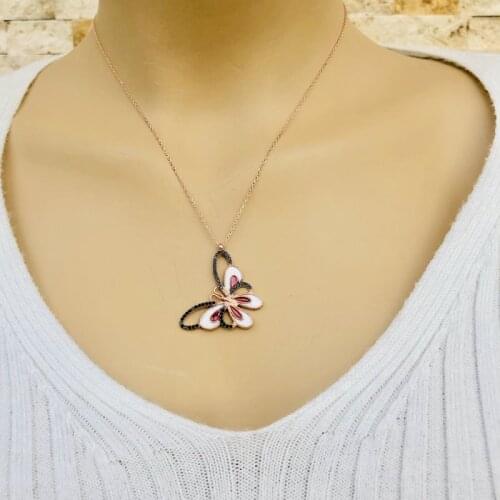 Gothic Butterfly 925 Sterling Silver Necklace Women Girls Gift Jewelry Accessories Fashion Handmade Elegant Chain