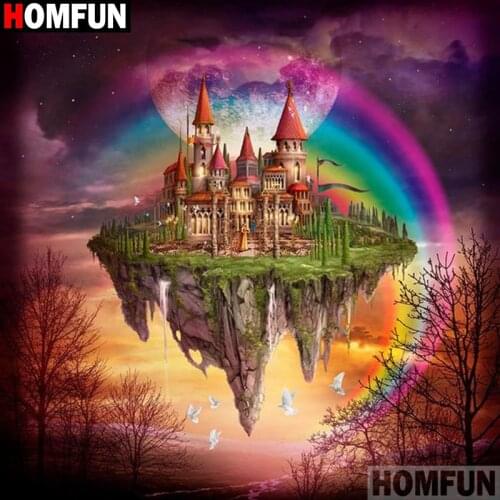 HOMFUN Full Square/Round Drill 5D DIY Diamond Painting "Castle rainbow" 3D Diamond Embroidery Cross Stitch Home Decor A21383