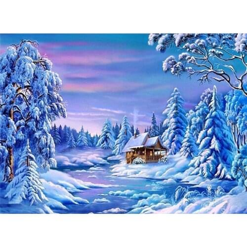 Paint With Diamond Embroidery "Snow tree" Diamond Painting Full Square Round Picture Of Rhinestone Decor