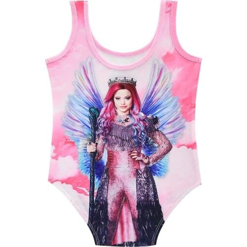 Child Kids Toddler Baby Girls descendants 3 evie&Mal Cartoon print One Piece Swimming Swimwear Bathing Swimsuit dolls Bikini