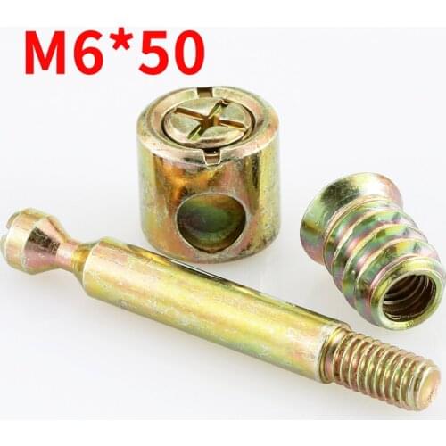M6 Furniture Hardware Three In One Connector / Bed Four In One Assembly Hammer Nut Screw Eccentric Fitting