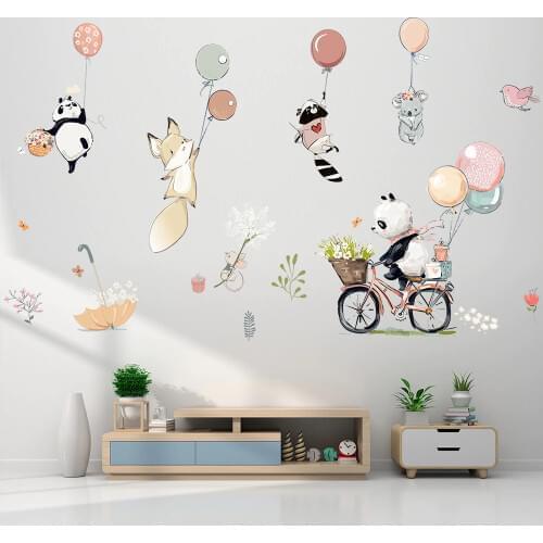 Cartoon Balloon Animals Wall Stickers for Kids Children rooms Wall Decor Removable Vinyl Decals Nursery Home Decor Art Murals
