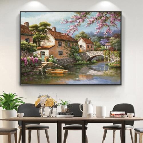 Landscape Scenery DIY Embroidery 11CT Cross Stitch Kits Craft Needlework Set Cotton Thread Printed Canvas Home Sale