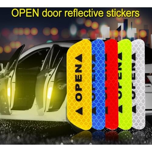 Car door OPEN reflective decorative stickers for Toyota Corolla Avensis Yaris CHR For KIA Rio K5 KX5 Focus Cruze Golf Polo